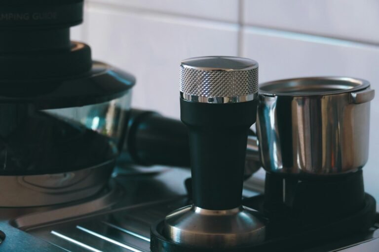 Hand coffee grinder on an espresso workstation